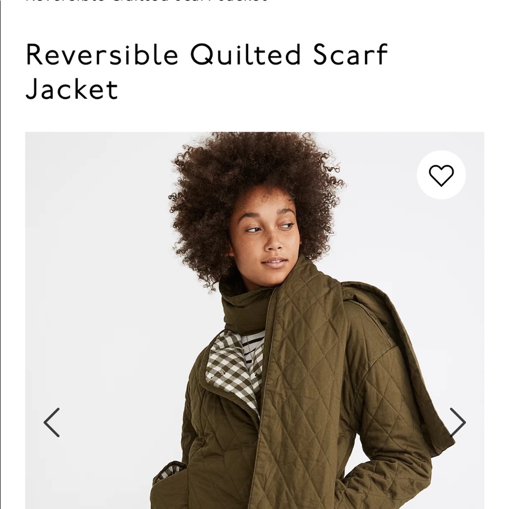 NWT madewell Reversible quilted scarf jacket
